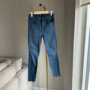 MOTHER High Waisted Looker Ankle Fray Denim